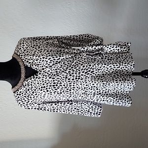 Women's side tie cheetah print 3/4 sleeve blouse, size XL